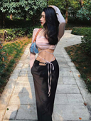 官方授权Jac 女 长裤 FLeurant原创黑色腰部挖空设计西裤 小众休闲裤