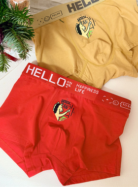 Horse好事敲门 2026马年大红色平角裤卡通本命年属马四角裤送男友