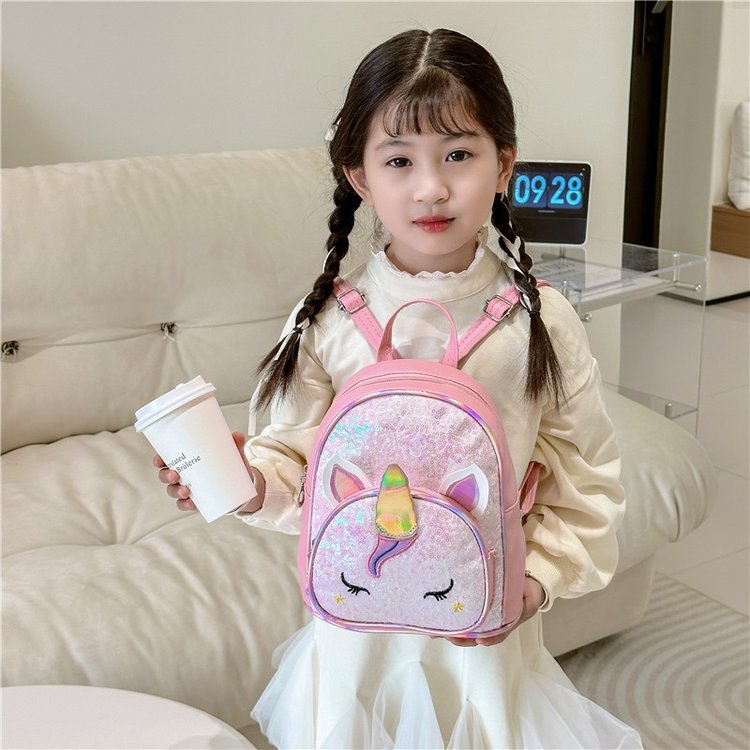 新品2025女童公主双肩包可爱女孩独角兽亮片儿童手提包萌娃小背包
