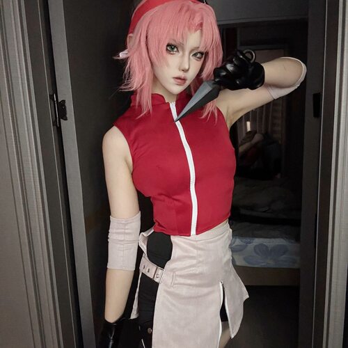 春野樱cos服疾风动漫cosplay小樱全套送手套护额现货主图模特实拍