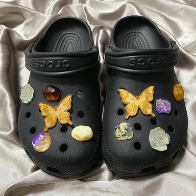 庄周梦蝶金箔玫瑰鞋花US8ACC