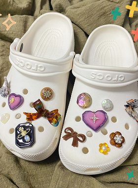 US8ACC土星气质西太后风爱心蝴蝶结适配Crocs洞洞鞋配件鞋扣鞋花