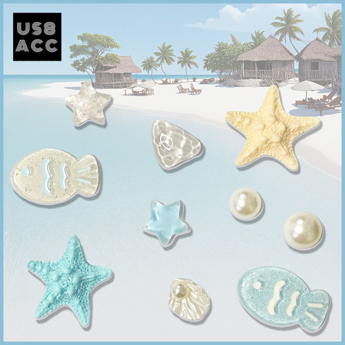 US8ACC海滩沙滩透明水感小鱼珍珠海星适配Crocs洞洞鞋配饰鞋花