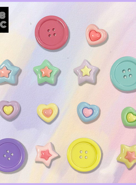 US8ACC彩虹糖果多巴胺纽扣爱心星星适配Crocs鞋花鞋扣夏凉鞋装饰