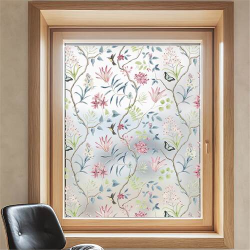 田园风窗户玻璃纸阳台厨房浴室磨砂防窥透光不透明布置装饰