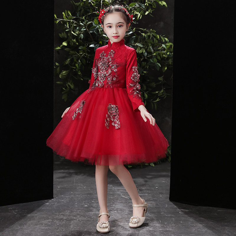 儿童礼服公主裙女童蓬蓬纱花童红色婚纱伴娘服钢琴演出服洋气秋冬,童装/婴儿装/亲子装,儿童礼服,淘宝优惠券,粉丝福利购,淘宝优惠卷