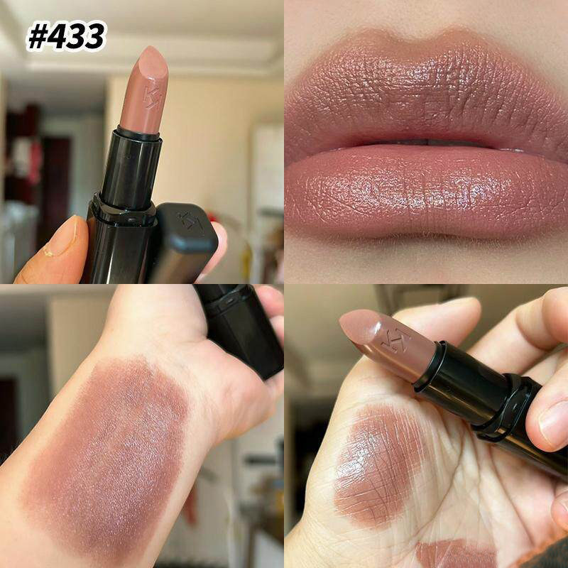 现货KIKO4系口红433号温柔棕咖小黑管滋润口红吃土豆沙灰奶茶色3g