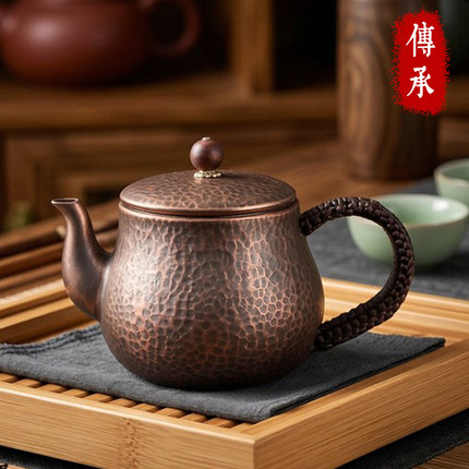 纯铜泡茶壶紫铜烧水壶老式煮茶壶手工电陶炉户外围炉中式复古加厚