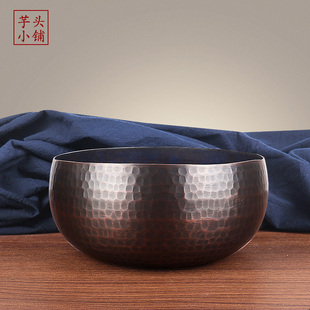 纯铜茶洗复古水盂茶渣缸茶道茶具大号家用茶洗杯碗日式 禅意