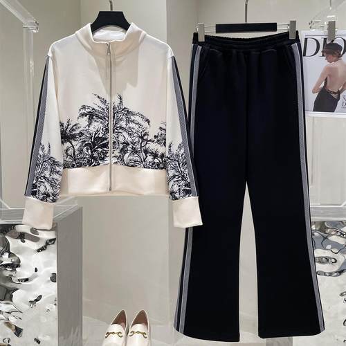 锦妃大码妈妈新款春季款时尚套装