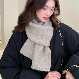 针织学生围脖新款ins风百搭纯色情侣韩系氛围感加厚保暖护颈围脖