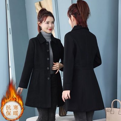 毛呢外套短款女装2025秋冬季新款洋气修身显瘦中长款加厚