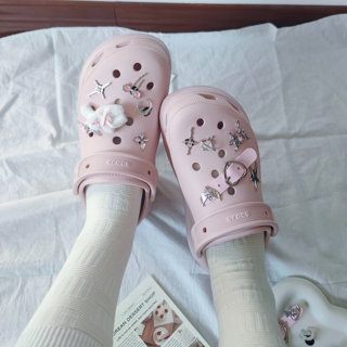 粉色crocs洞洞鞋配饰鞋扣装饰y2k甜酷辣妹风金属兔子创意diy配饰