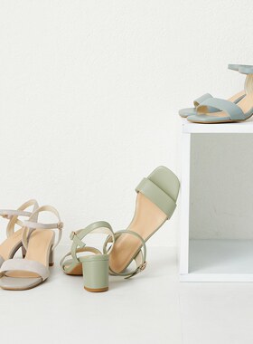 ORiental TRaffic日系凉鞋夏季新款时尚一字带方跟搭扣凉鞋女夏