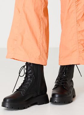 ORiental TRaffic秋冬日系新款短筒方跟系带时尚马丁靴女