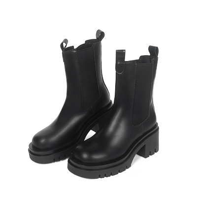 双11加购粗跟复古大码短靴女鞋