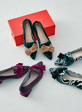 ORiental TRaffic新款简约浅口外穿时尚夏平底蝴蝶结尖头单鞋女