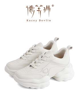 德芙琳女款经典白色厚底老爹鞋6CM内增高运动款女鞋KD016