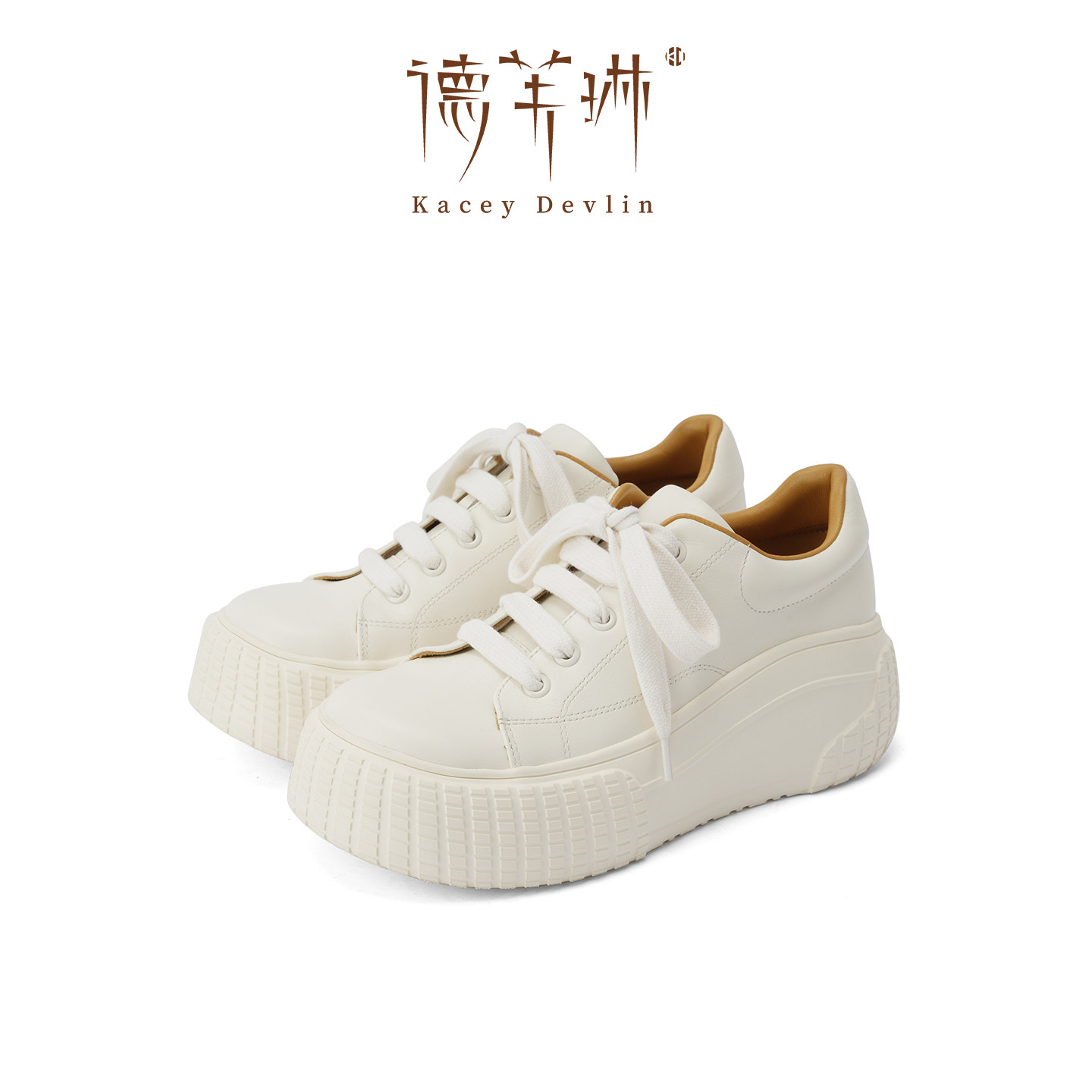 德芙琳厚底增高松糕小白鞋女款
