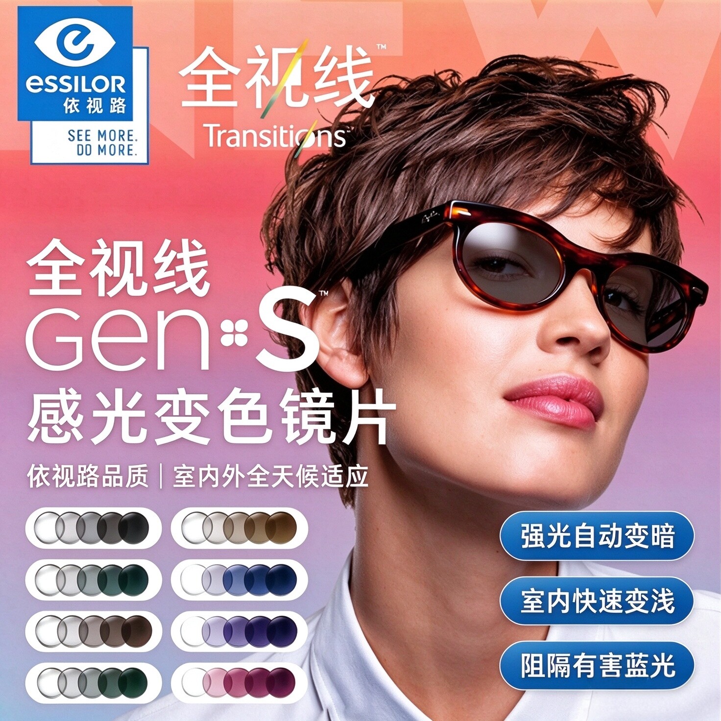 依视路全视线GENS新一代变色镜片