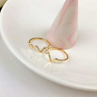 心跳动波浪纹戒指女轻奢高级感黄金色镀14k冷淡风大码不掉色食指