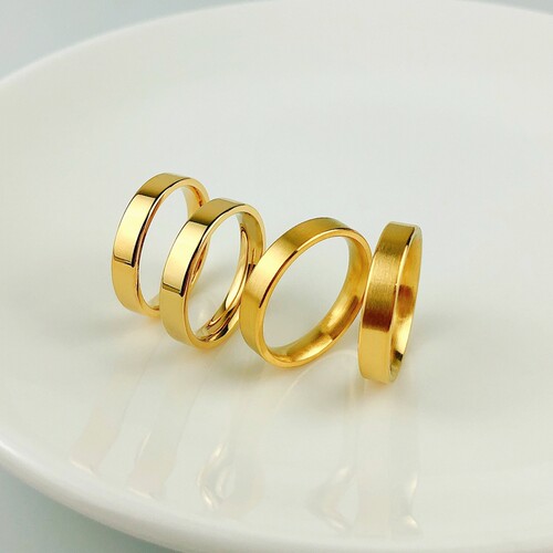 韩巧男女款钛钢简约素圈古法戒指