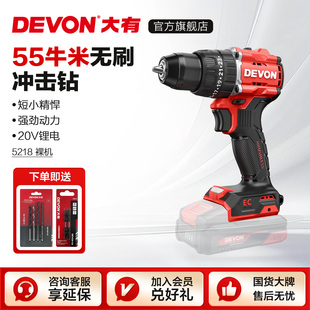 大有55牛冲击钻大扭矩锂电无刷手电钻家用手钻电动螺丝刀5219