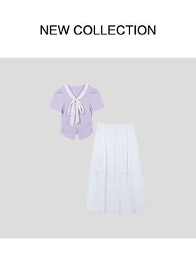 新款短袖上衣+半长裙套装 D1528155-28155