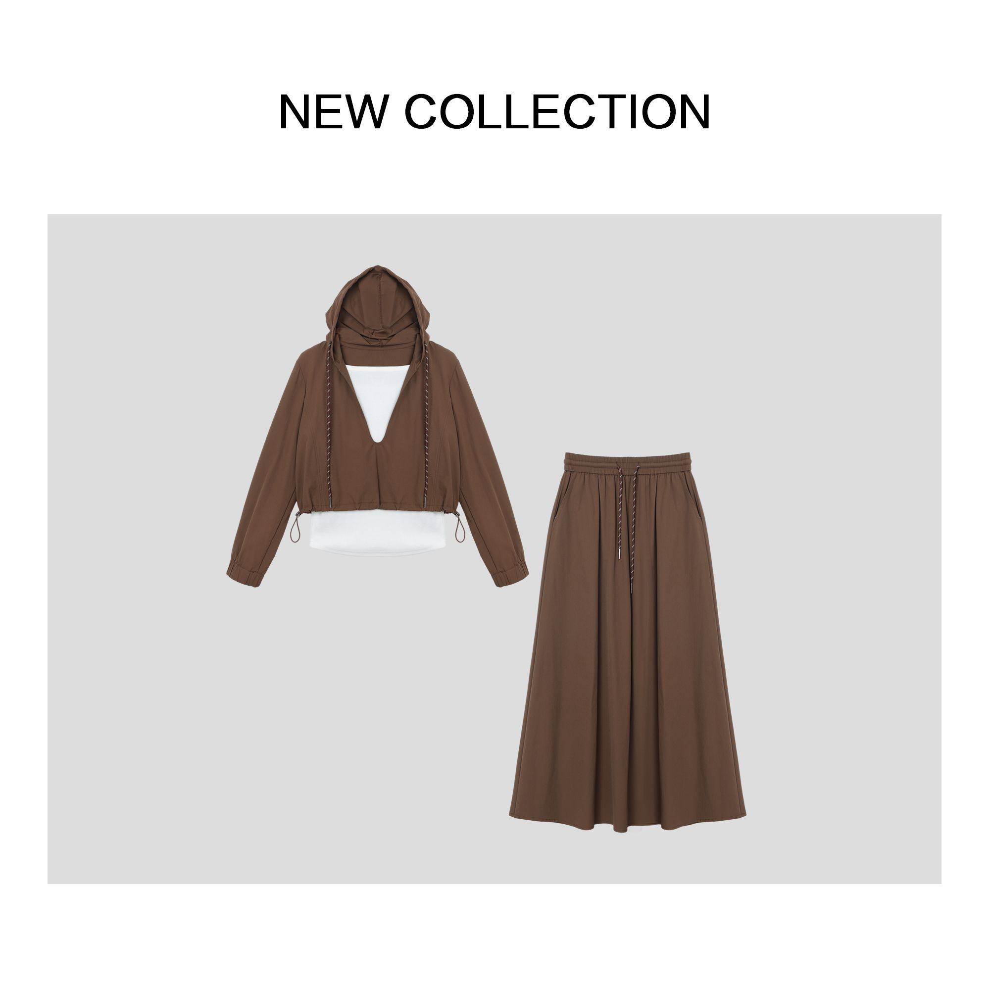 连帽抽绳上衣+背心+半长裙套装 D1536027,女装/女士精品,时尚套装,淘宝优惠券,粉丝福利购,淘宝优惠卷