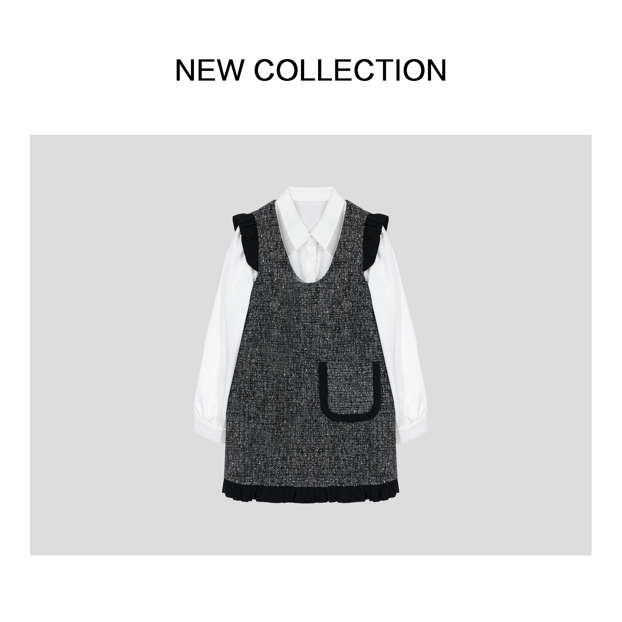 新款时尚休闲百搭连衣裙气质两件套L1518018B-8018套