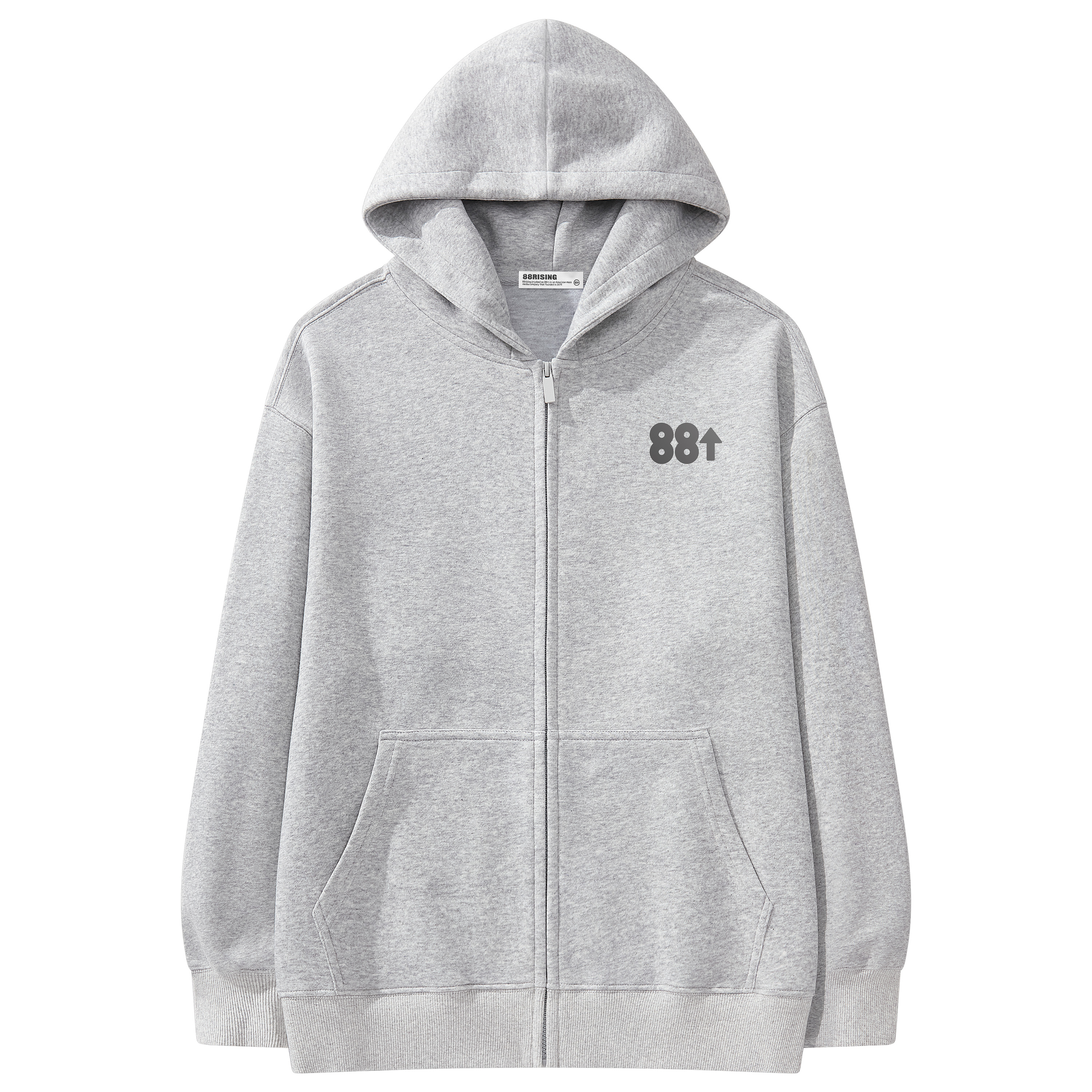 88rising  美式纯色基础logo印花宽松百搭潮流连帽开衫卫衣
