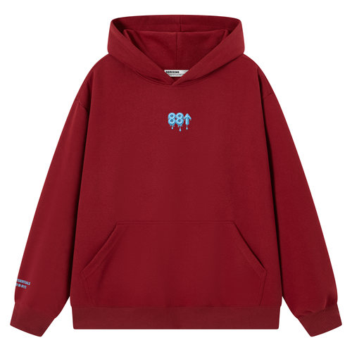 88rising 美式基础复古学院风刺绣logo情侣秋冬加绒厚款连帽卫衣