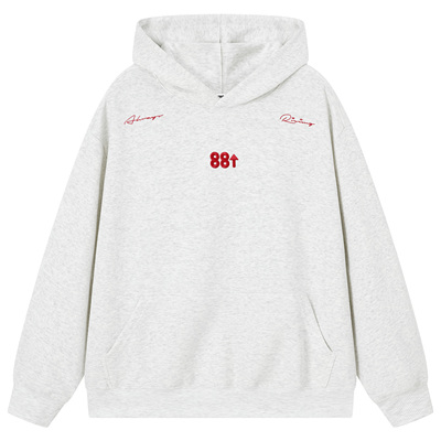 88rising 美式潮牌双肩花体logo刺绣基础款学院风情侣连帽卫衣