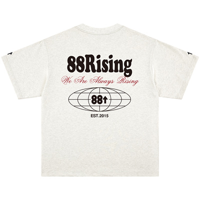 88rising 美式复古基础字母印花箭头刺绣休闲纯棉宽松落肩短袖T恤