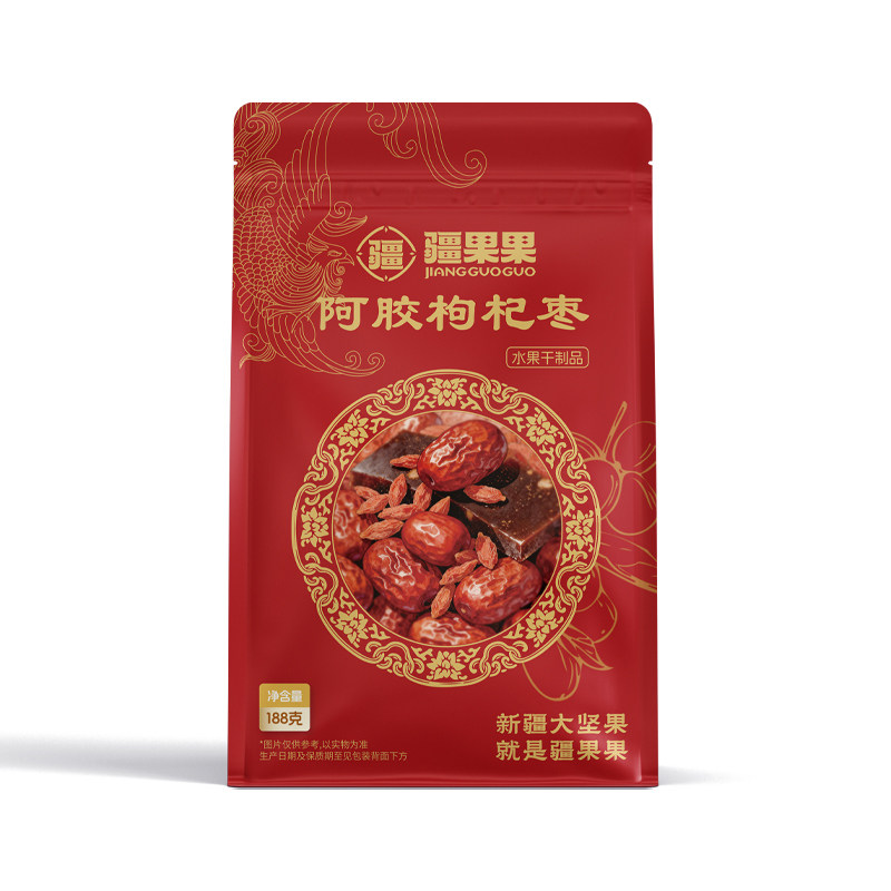 疆果乐新疆阿胶枸杞枣188g开袋食