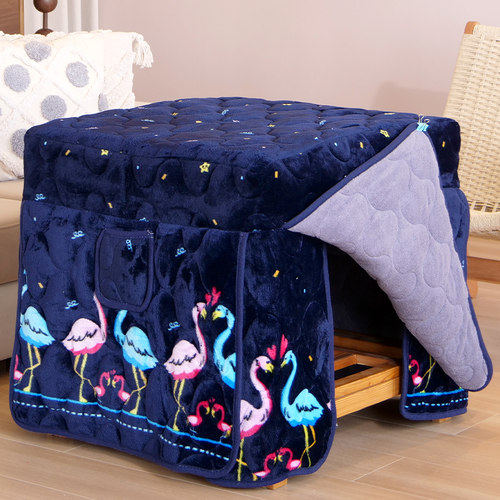 加厚加绒正方形冬季烤火桌子罩套