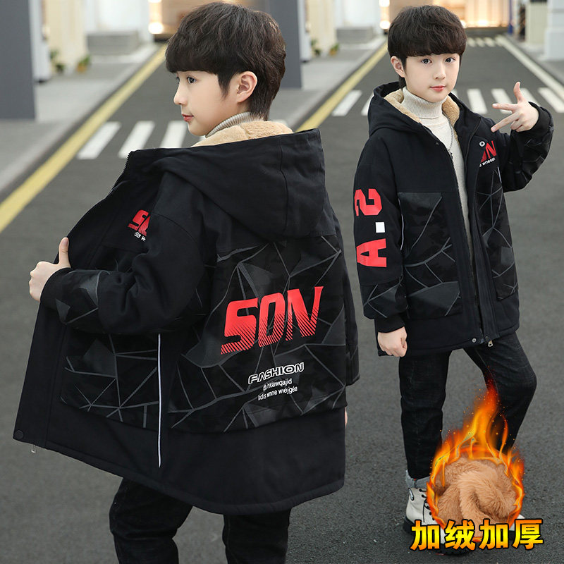 男5童秋冬季外套2025新款中大男孩加绒加厚洋气拼接中长款派克服9,女装/女士精品,派克服,淘宝优惠券,粉丝福利购,淘宝优惠卷