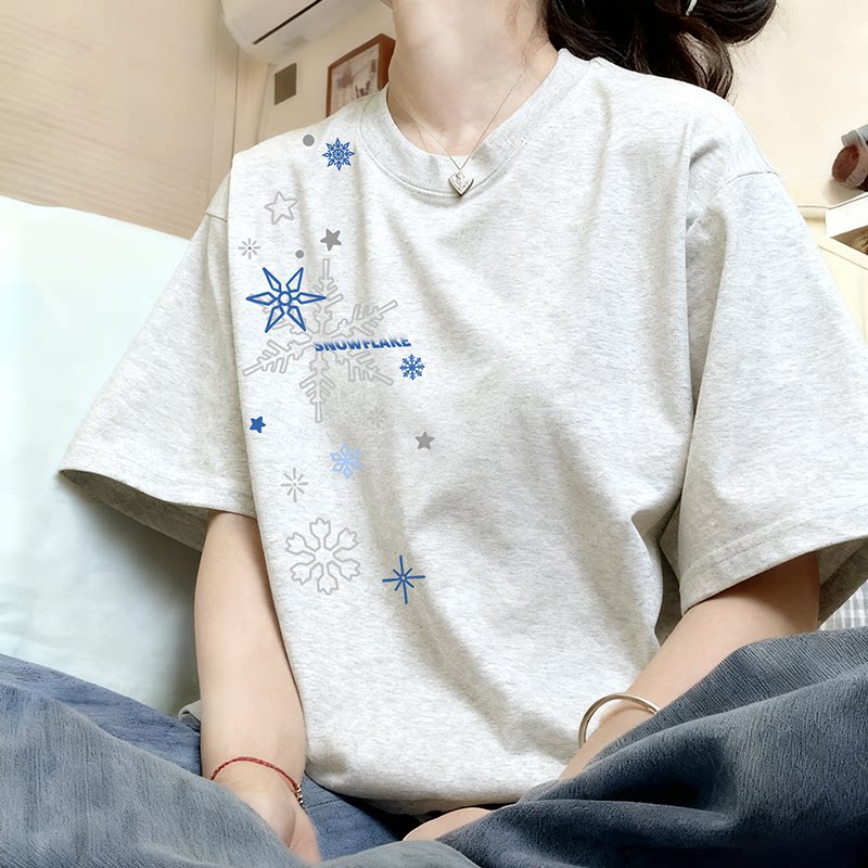 白灰色短袖T恤女纯棉2026
