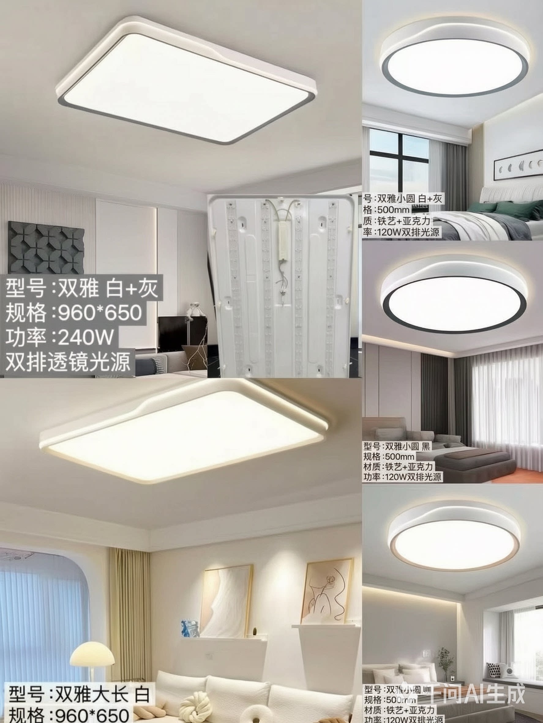 成都重庆博尔美吸顶灯LED灯吊灯卧室灯现货正品高亮三色圆形50Cm图片