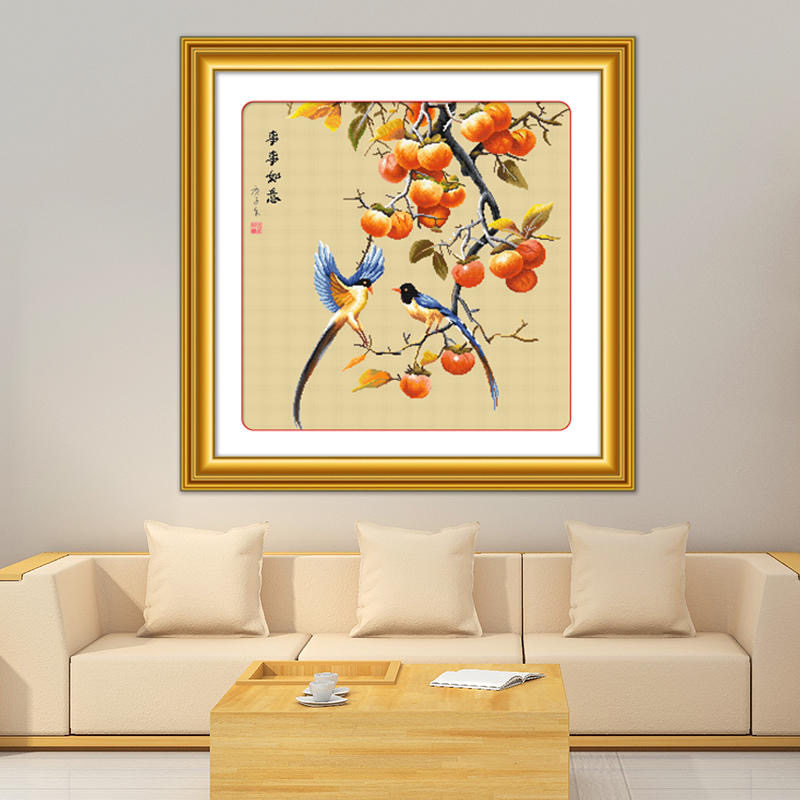新款印花正品dmc客厅花鸟十字绣