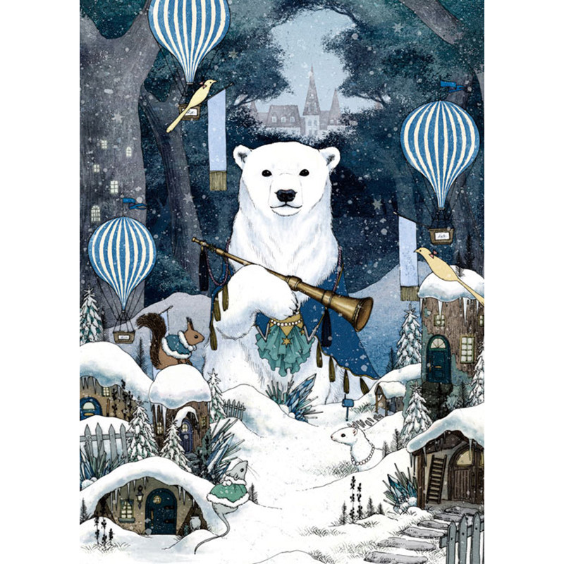 新款精准印花正品DMC十字绣纯棉 客厅玄关卧室儿童房吹笛子的熊