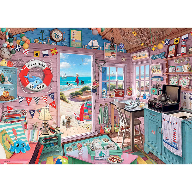 新款精准印花正品DMC十字绣 客厅卧室餐厅 风景油画 海边度假小屋