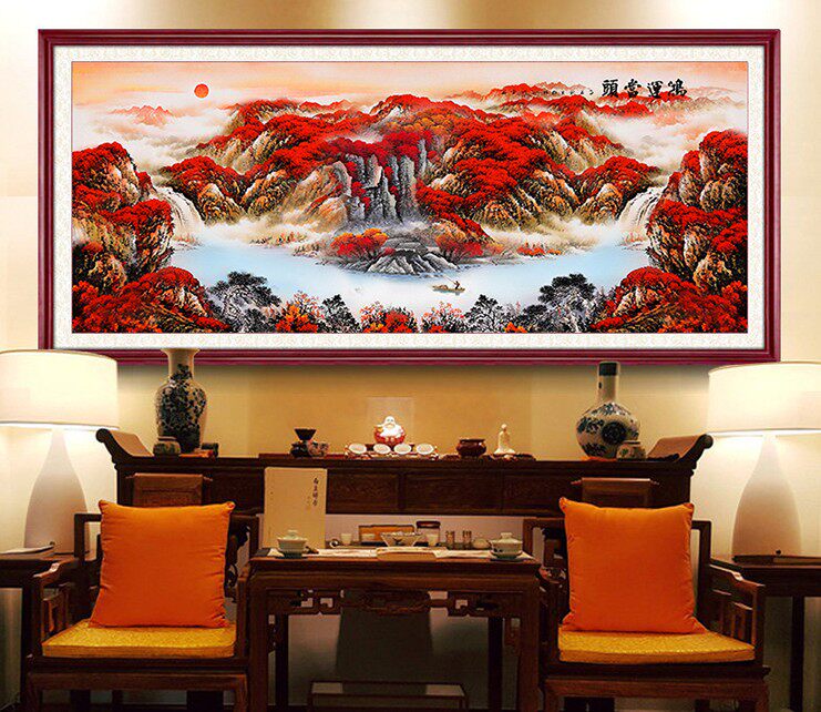 印花客厅办公室风景画十字绣