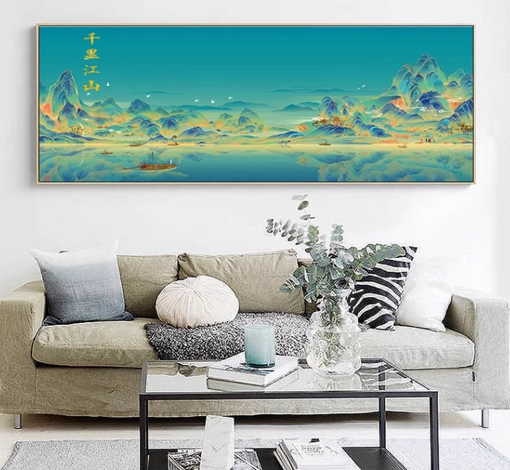 新款印花正品DMC十字绣客厅卧室招财山水风景画 千里江山图 夜景