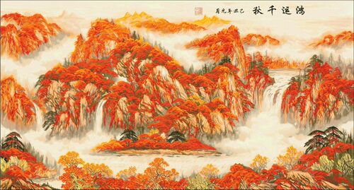 包邮精准十字绣客厅印花DMC风景