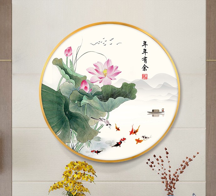 印花九鱼年年有余十字绣法国正品