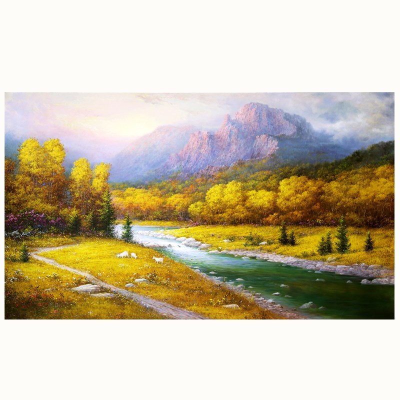 精准印花dmc十字绣自然名画油画