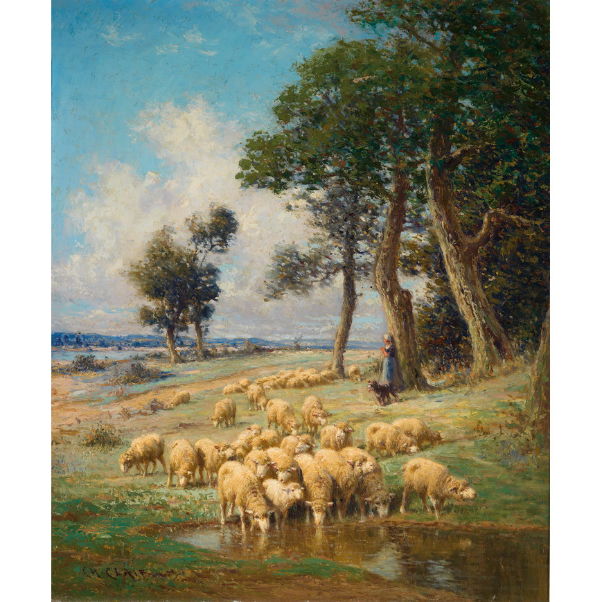 精准印花DMC十字绣正品客厅卧室玄关欧式风景世界名画油画 牧羊女