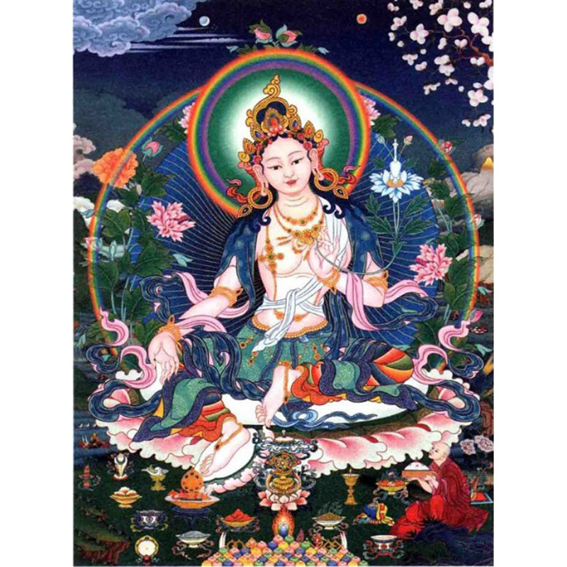 新款印花正品DMC十字绣玄关佛堂二十一度母21度母菩萨画像佛像