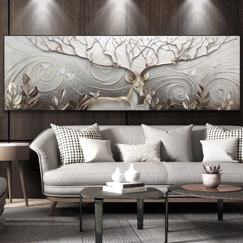精准印花DMC十字绣客厅大版简约现代欧式装饰画 动物发财鹿 麋鹿图片